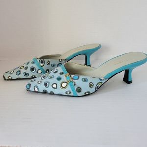 Villager Liz Claiborne Teal Blue Mules size 6M